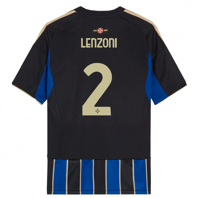 Danxen Homme Maillot Samuele Lenzoni #2 Noir Bleu Tenues Domicile 2025/26 T-Shirt