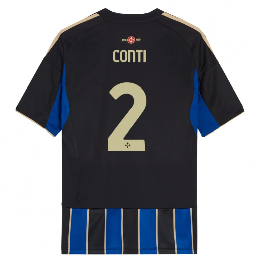 Danxen Homme Maillot Niccolò Conti #2 Noir Bleu Tenues Domicile 2025/26 T-Shirt