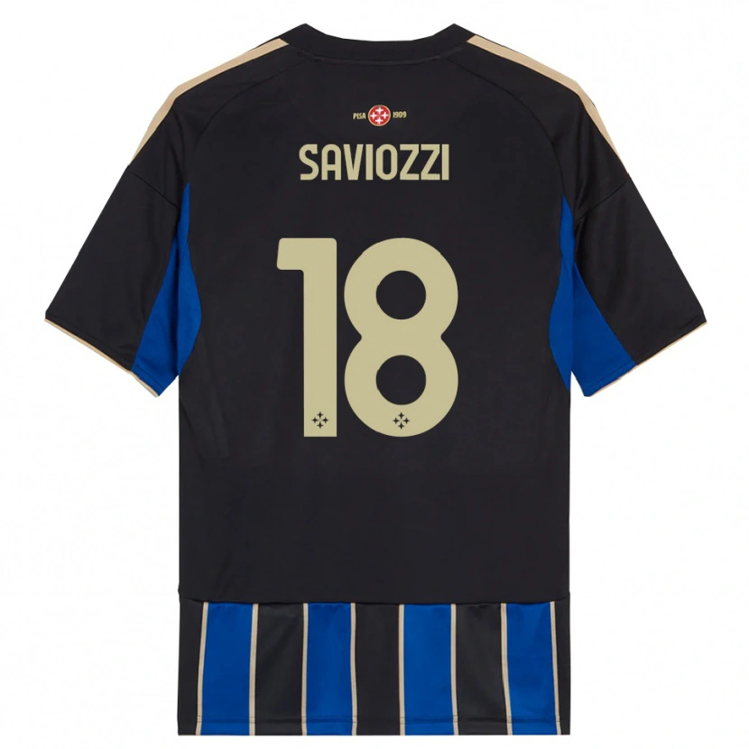 Danxen Homme Maillot Mattia Saviozzi #18 Noir Bleu Tenues Domicile 2025/26 T-Shirt