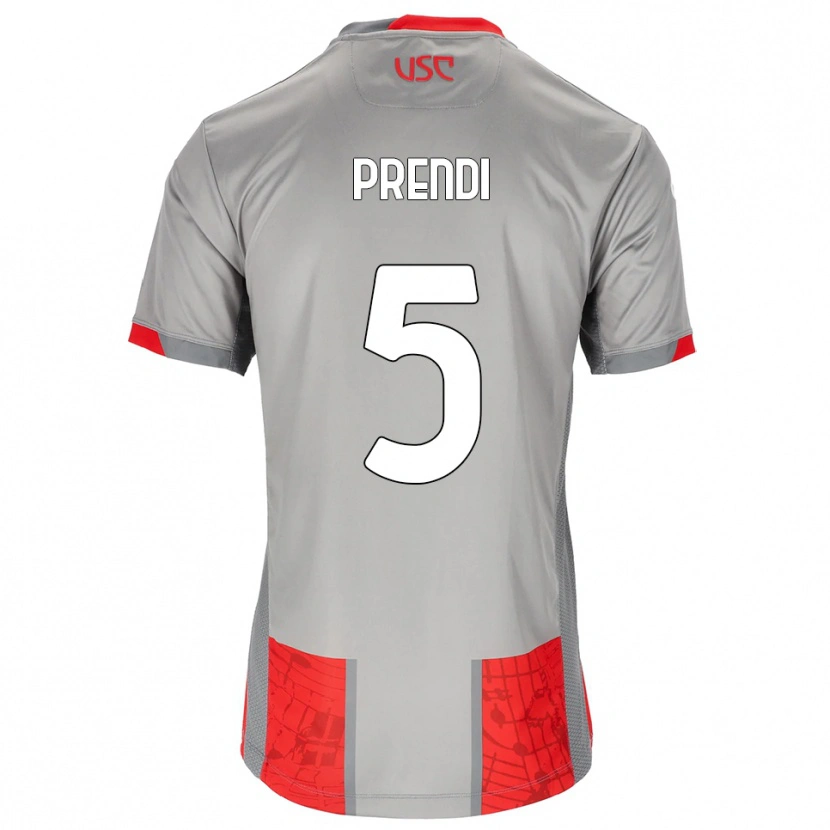 Danxen Homme Maillot Denis Prendi #5 Rouge Gris Tenues Domicile 2025/26 T-Shirt