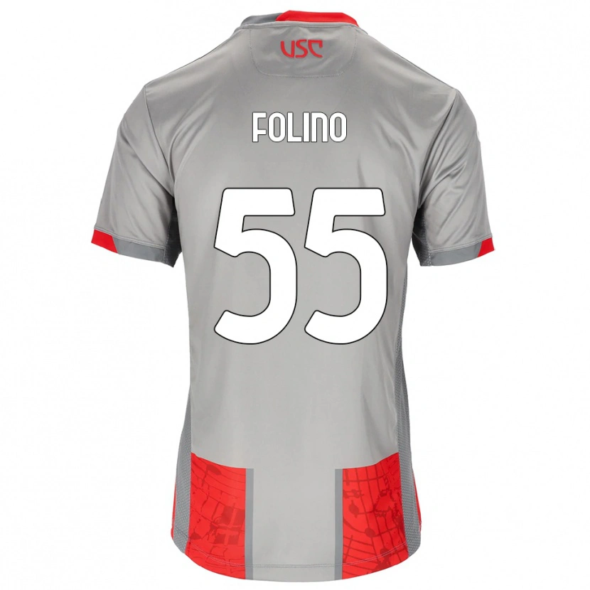 Danxen Homme Maillot Francesco Folino #55 Rouge Gris Tenues Domicile 2025/26 T-Shirt