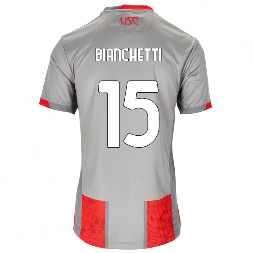 Danxen Homme Maillot Matteo Bianchetti #15 Rouge Gris Tenues Domicile 2025/26 T-Shirt