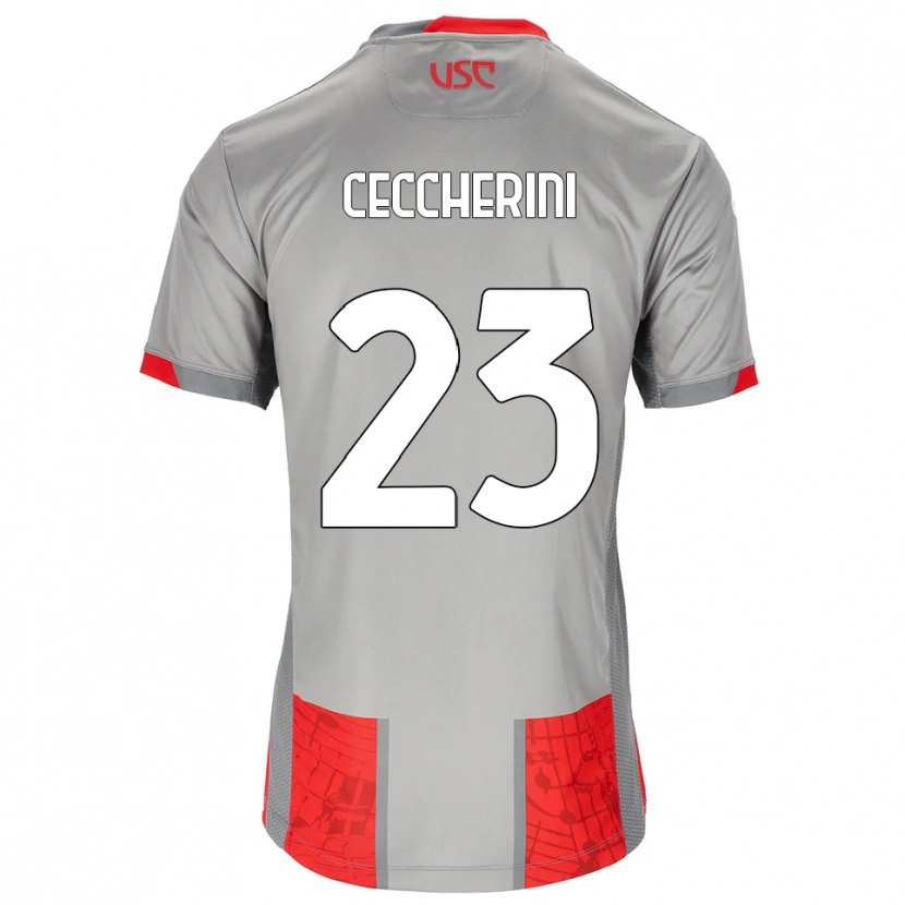 Danxen Homme Maillot Federico Ceccherini #23 Rouge Gris Tenues Domicile 2025/26 T-Shirt