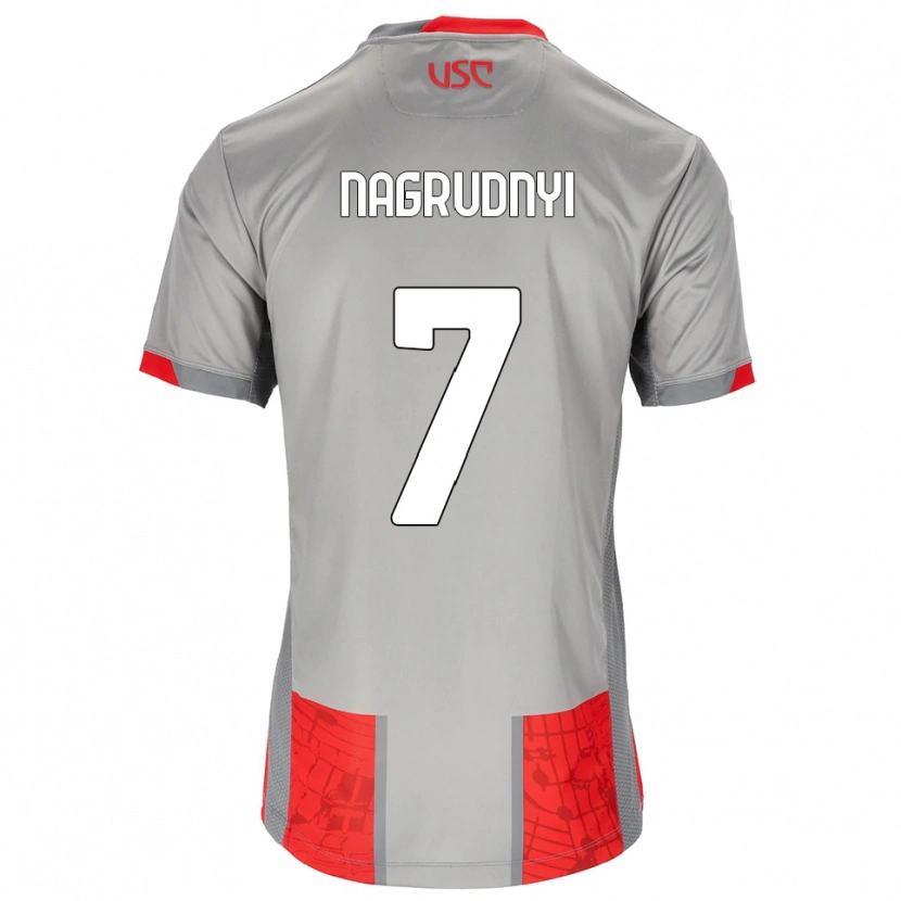 Danxen Homme Maillot Vladyslav Nagrudnyi #7 Rouge Gris Tenues Domicile 2025/26 T-Shirt