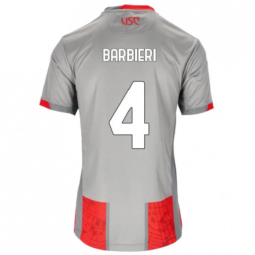 Danxen Homme Maillot Tommaso Barbieri #4 Rouge Gris Tenues Domicile 2025/26 T-Shirt