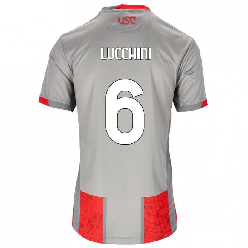 Danxen Homme Maillot Matteo Lucchini #6 Rouge Gris Tenues Domicile 2025/26 T-Shirt