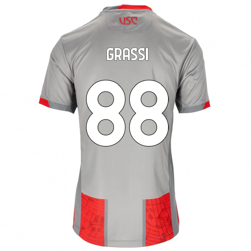 Danxen Homme Maillot Alberto Grassi #88 Rouge Gris Tenues Domicile 2025/26 T-Shirt