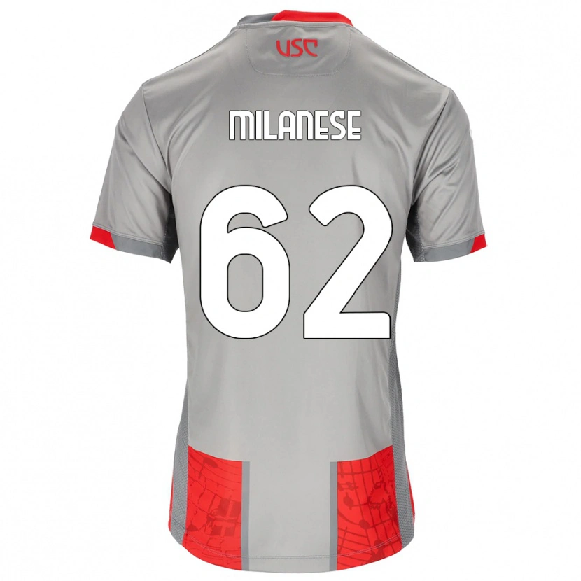 Danxen Homme Maillot Tommaso Milanese #62 Rouge Gris Tenues Domicile 2025/26 T-Shirt