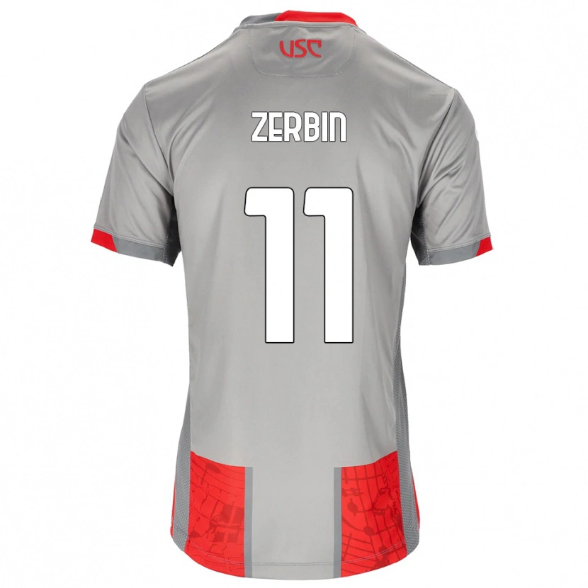 Danxen Homme Maillot Alessio Zerbin #11 Rouge Gris Tenues Domicile 2025/26 T-Shirt