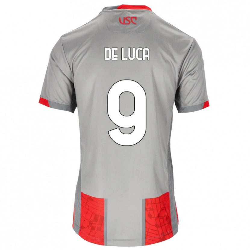 Danxen Homme Maillot Manuel De Luca #9 Rouge Gris Tenues Domicile 2025/26 T-Shirt
