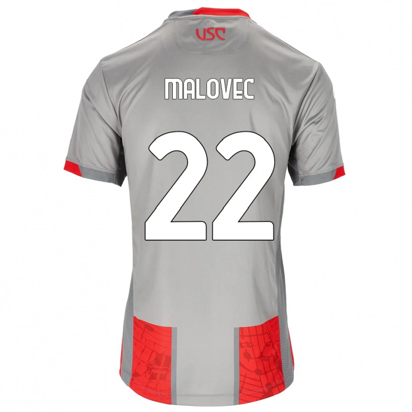 Danxen Homme Maillot Adrian Malovec #22 Rouge Gris Tenues Domicile 2025/26 T-Shirt