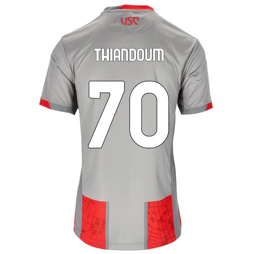 Danxen Homme Maillot Omar Thiandoum #70 Rouge Gris Tenues Domicile 2025/26 T-Shirt