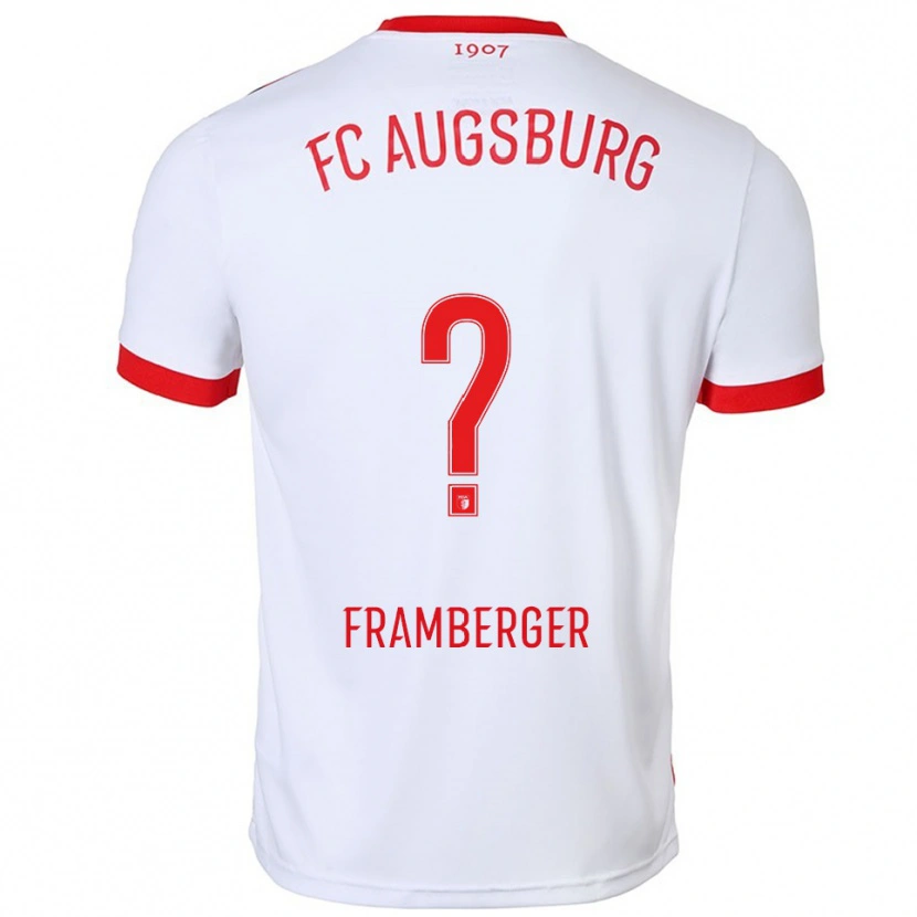 Danxen Homme Maillot Raphael Framberger #0 Blanc Rouge Tenues Domicile 2025/26 T-Shirt