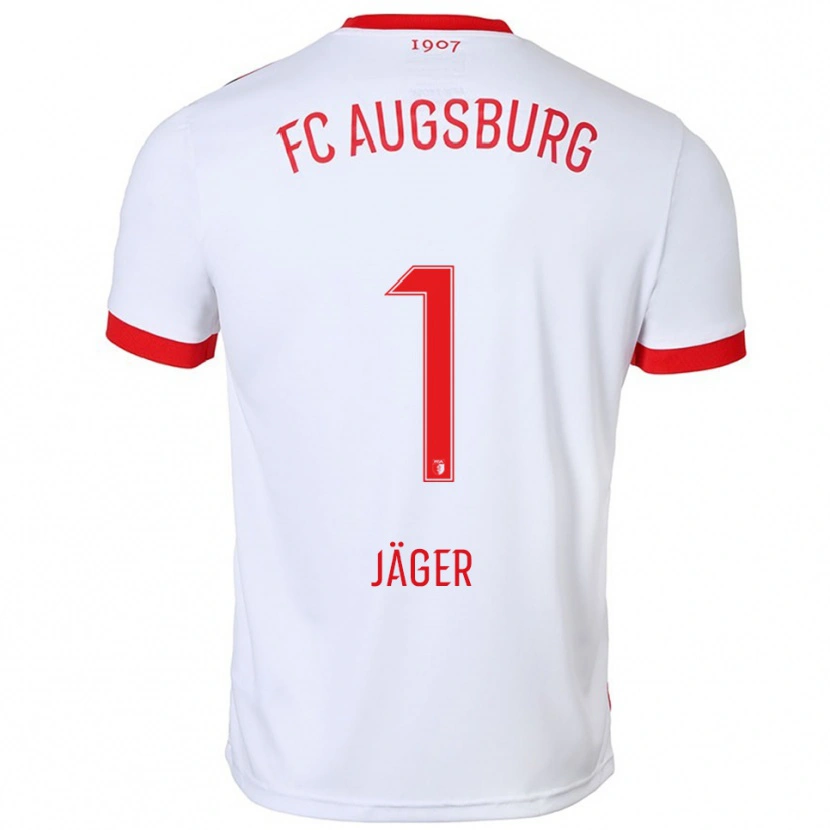 Danxen Homme Maillot Tobias Jäger #1 Blanc Rouge Tenues Domicile 2025/26 T-Shirt