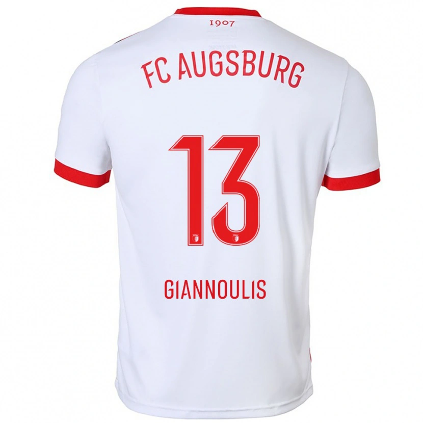 Danxen Homme Maillot Dimitrios Giannoulis #13 Blanc Rouge Tenues Domicile 2025/26 T-Shirt