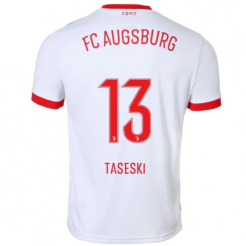 Danxen Homme Maillot Kristijan Taseski #13 Blanc Rouge Tenues Domicile 2025/26 T-Shirt
