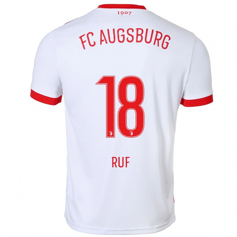 Danxen Homme Maillot Jonas Ruf #18 Blanc Rouge Tenues Domicile 2025/26 T-Shirt