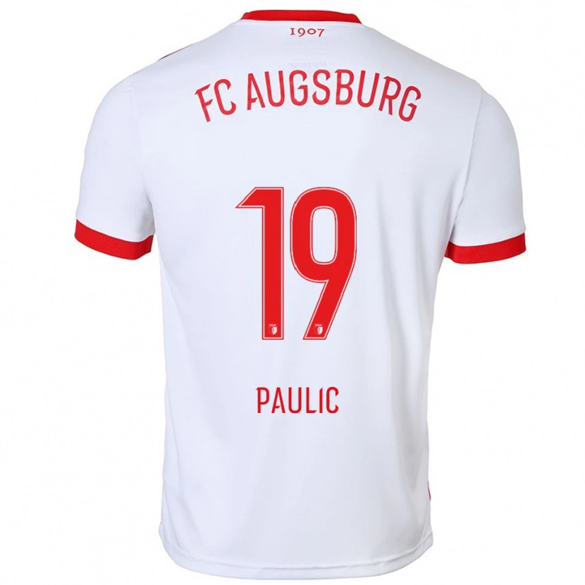 Danxen Homme Maillot Anthony Paulic #19 Blanc Rouge Tenues Domicile 2025/26 T-Shirt