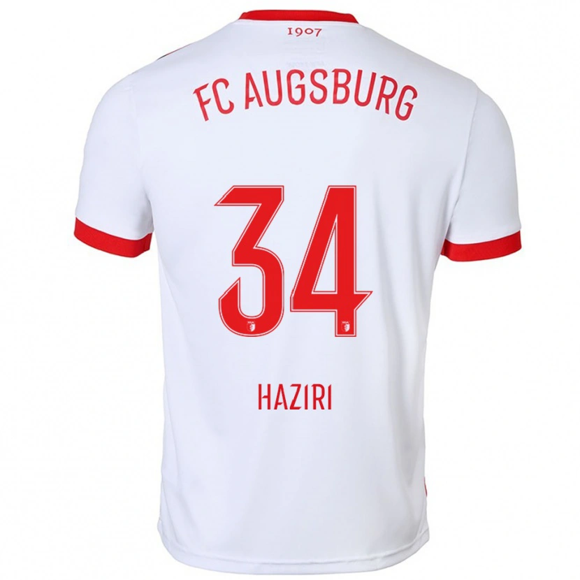 Danxen Homme Maillot Edi Haziri #34 Blanc Rouge Tenues Domicile 2025/26 T-Shirt