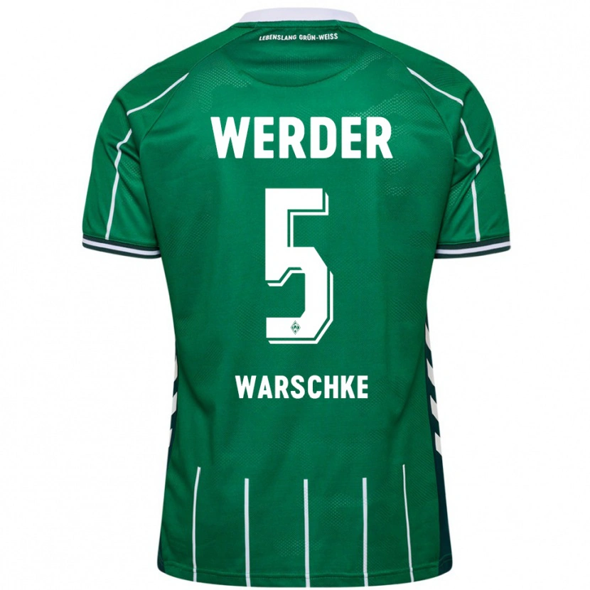 Danxen Homme Maillot Bennett Warschke #5 Vert Blanc Tenues Domicile 2025/26 T-Shirt