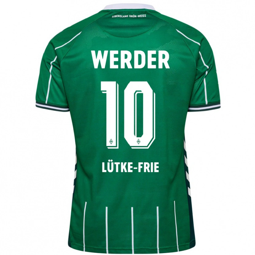 Danxen Homme Maillot Dennis Lütke-Frie #10 Vert Blanc Tenues Domicile 2025/26 T-Shirt