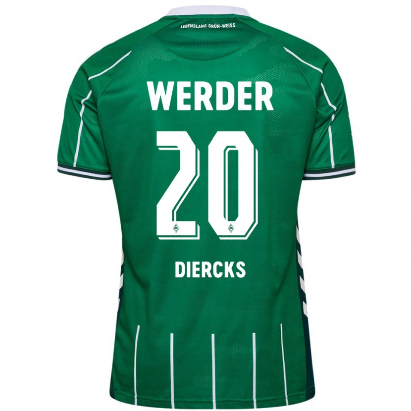 Danxen Homme Maillot Lewis Diercks #20 Vert Blanc Tenues Domicile 2025/26 T-Shirt