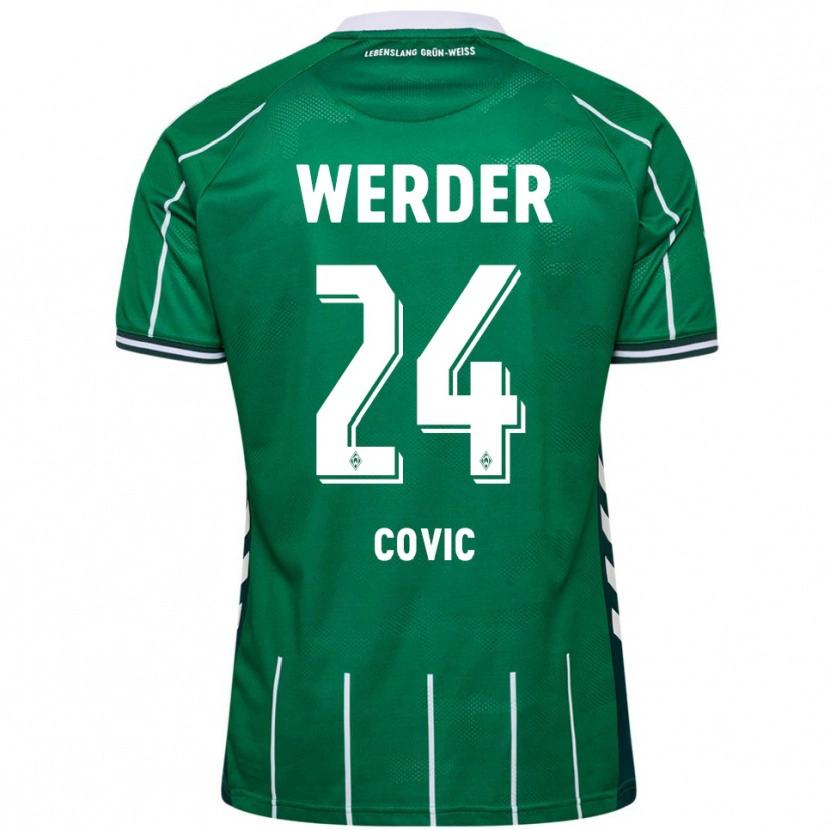 Danxen Homme Maillot Patrice Covic #24 Vert Blanc Tenues Domicile 2025/26 T-Shirt