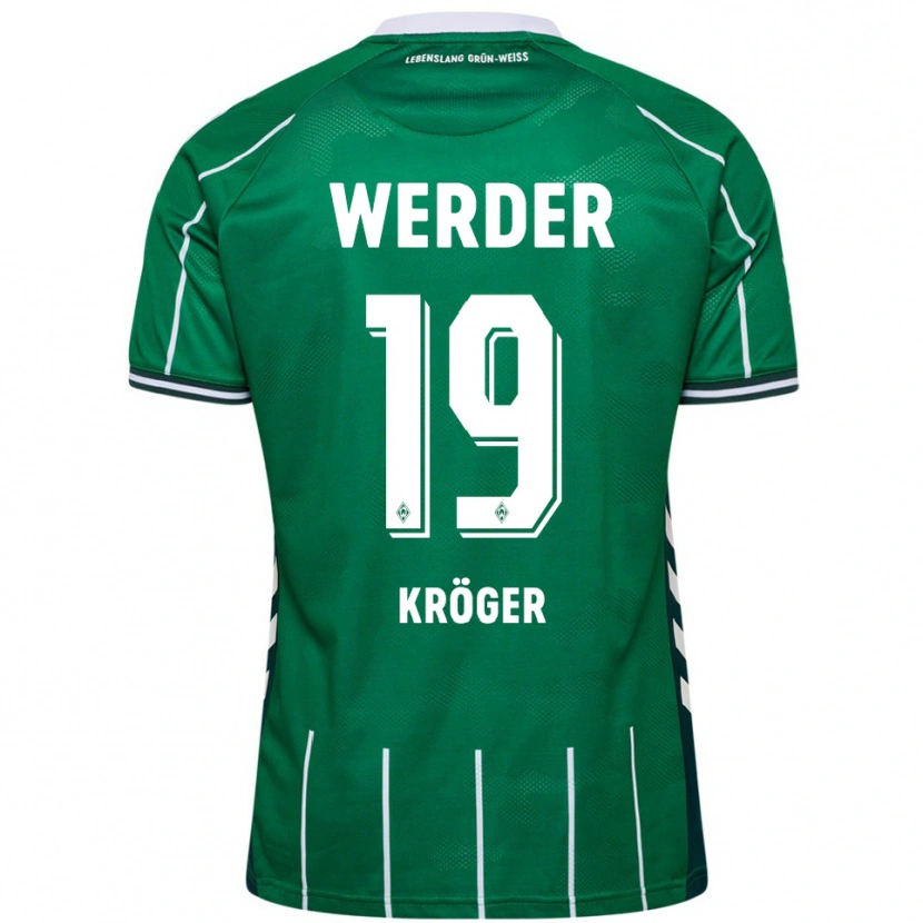 Danxen Homme Maillot Moritz Kröger #19 Vert Blanc Tenues Domicile 2025/26 T-Shirt