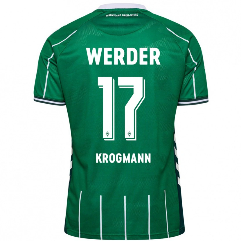 Danxen Homme Maillot Avid Krogmann #17 Vert Blanc Tenues Domicile 2025/26 T-Shirt