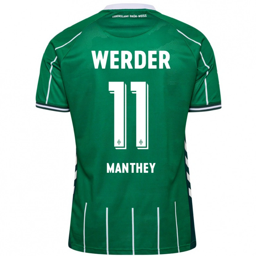 Danxen Homme Maillot Kevin Manthey #11 Vert Blanc Tenues Domicile 2025/26 T-Shirt