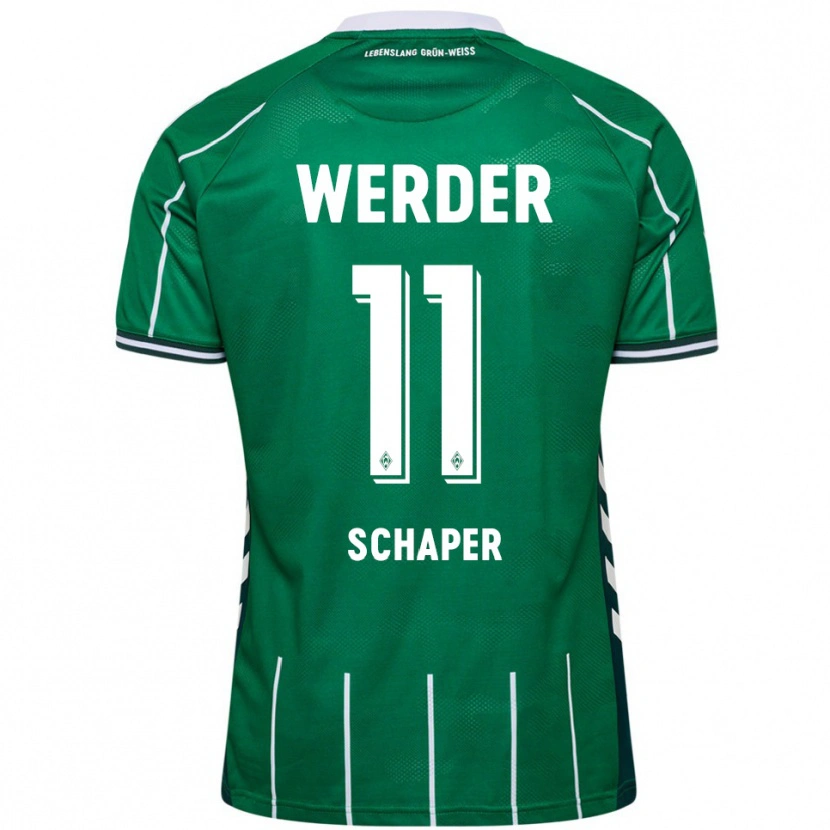Danxen Homme Maillot Wilken Schaper #11 Vert Blanc Tenues Domicile 2025/26 T-Shirt