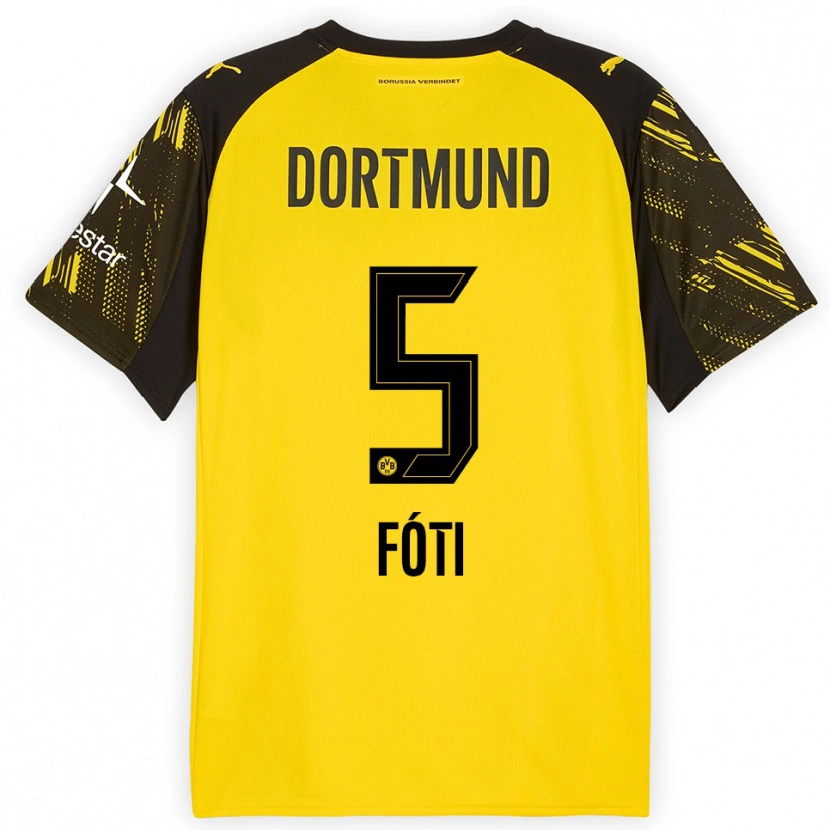 Danxen Homme Maillot Antonio Foti #5 Jaune Noir Tenues Domicile 2025/26 T-Shirt