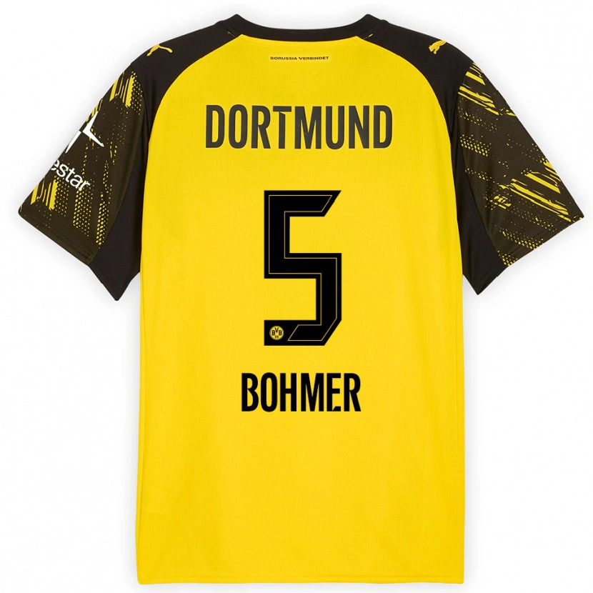 Danxen Homme Maillot Tim Bohmer #5 Jaune Noir Tenues Domicile 2025/26 T-Shirt
