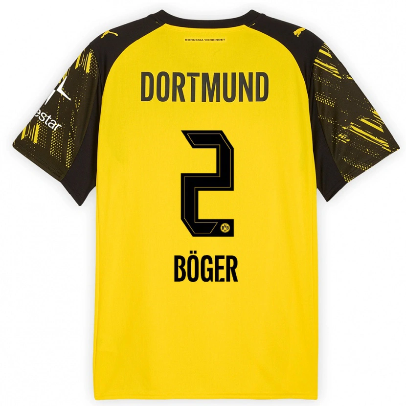 Danxen Homme Maillot Mia Böger #2 Jaune Noir Tenues Domicile 2025/26 T-Shirt