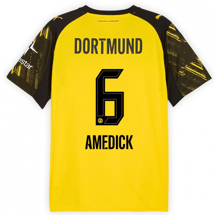 Danxen Homme Maillot Maik Amedick #6 Jaune Noir Tenues Domicile 2025/26 T-Shirt