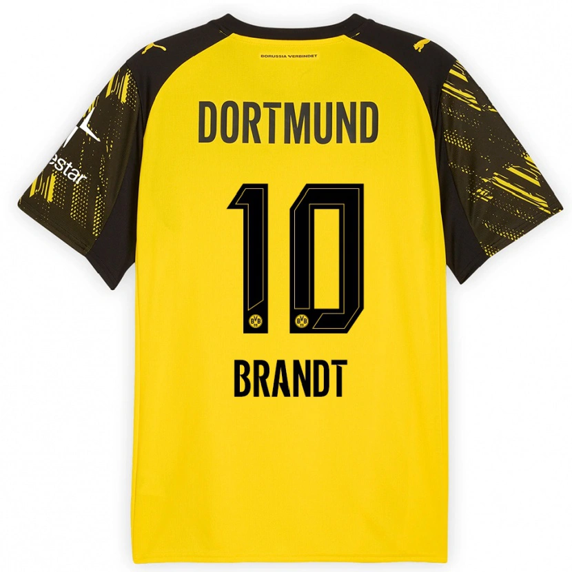 Danxen Homme Maillot Julian Brandt #10 Jaune Noir Tenues Domicile 2025/26 T-Shirt