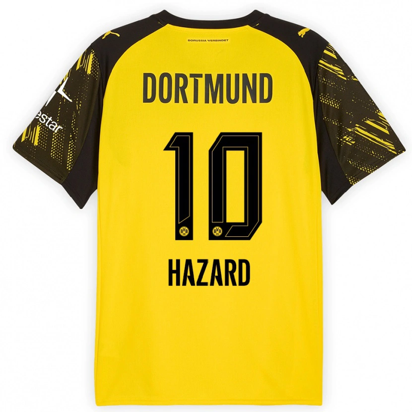 Danxen Homme Maillot Thorgan Hazard #10 Jaune Noir Tenues Domicile 2025/26 T-Shirt