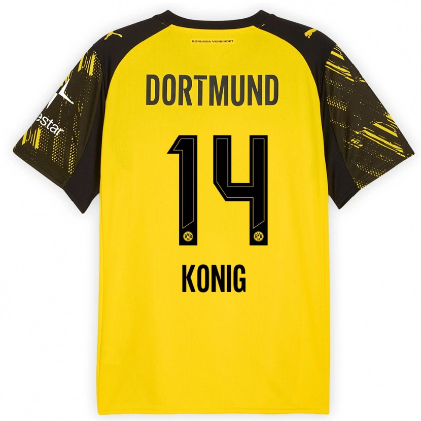 Danxen Homme Maillot Raul Konig #14 Jaune Noir Tenues Domicile 2025/26 T-Shirt