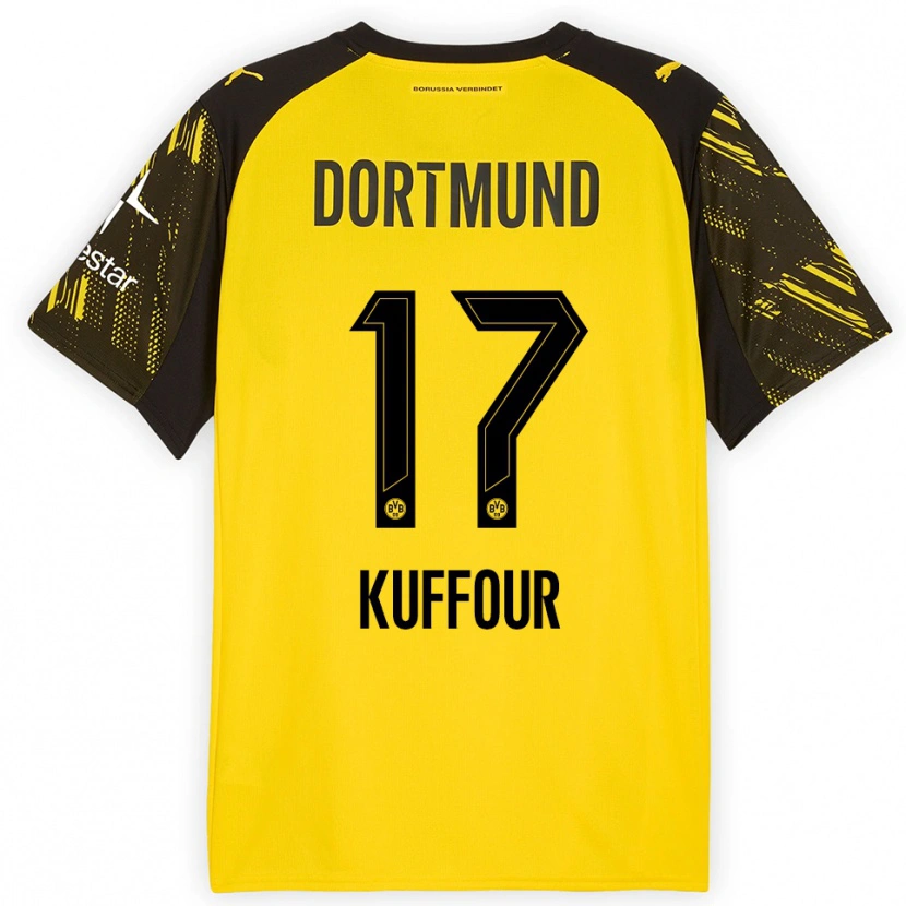 Danxen Homme Maillot Lloyd-Addo Kuffour #17 Jaune Noir Tenues Domicile 2025/26 T-Shirt