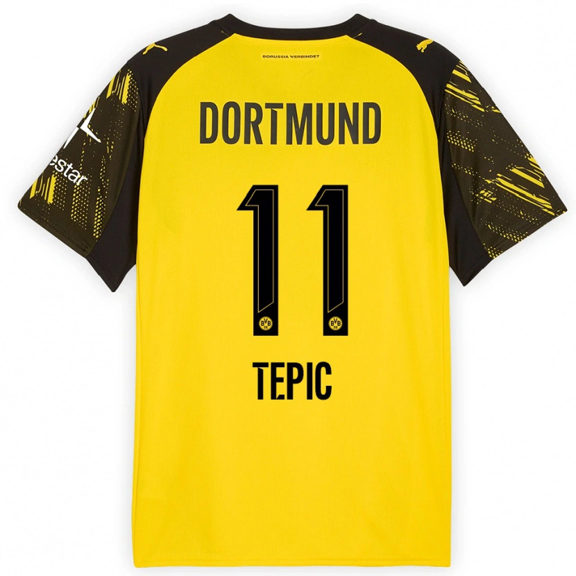 Danxen Homme Maillot Lyon Tepic #11 Jaune Noir Tenues Domicile 2025/26 T-Shirt