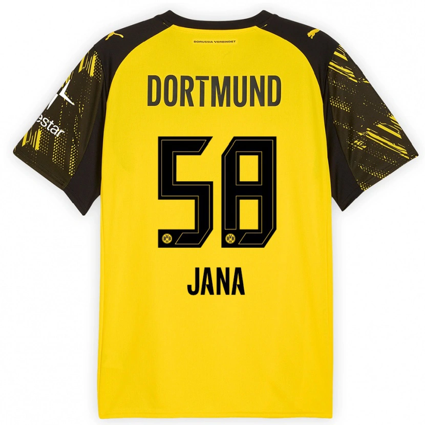 Danxen Homme Maillot Nordberg Jana #58 Jaune Noir Tenues Domicile 2025/26 T-Shirt