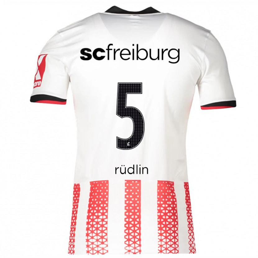 Danxen Homme Maillot Fabian Rüdlin #5 Blanc Rouge Tenues Domicile 2025/26 T-Shirt