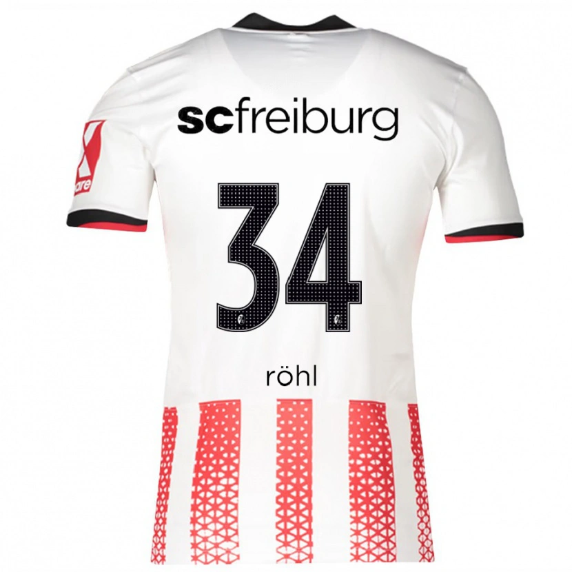 Danxen Homme Maillot Merlin Röhl #34 Blanc Rouge Tenues Domicile 2025/26 T-Shirt