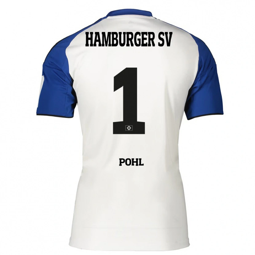 Danxen Homme Maillot Christina Pohl #1 Blanc Bleu Tenues Domicile 2025/26 T-Shirt