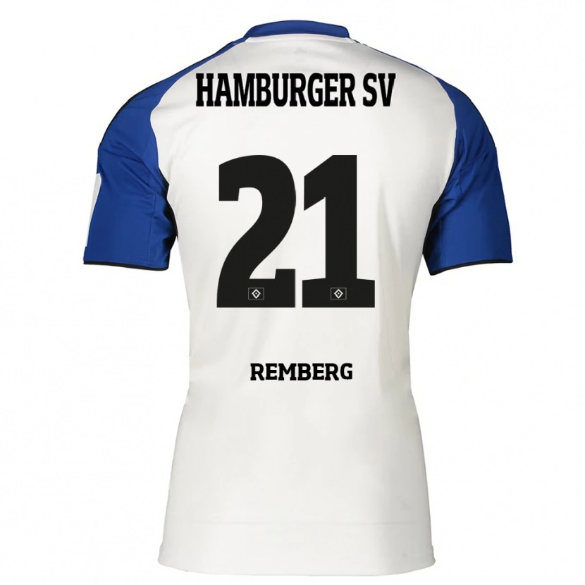 Danxen Homme Maillot Nicolai Remberg #21 Blanc Bleu Tenues Domicile 2025/26 T-Shirt