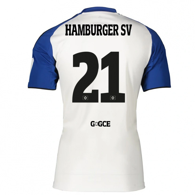 Danxen Homme Maillot Keyhan Gögce #21 Blanc Bleu Tenues Domicile 2025/26 T-Shirt
