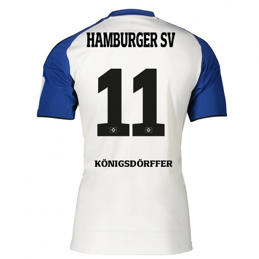 Danxen Homme Maillot Ransford Königsdörffer #11 Blanc Bleu Tenues Domicile 2025/26 T-Shirt