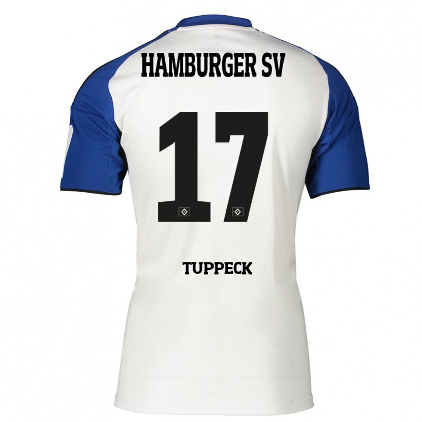 Danxen Homme Maillot Niklas Tuppeck #17 Blanc Bleu Tenues Domicile 2025/26 T-Shirt