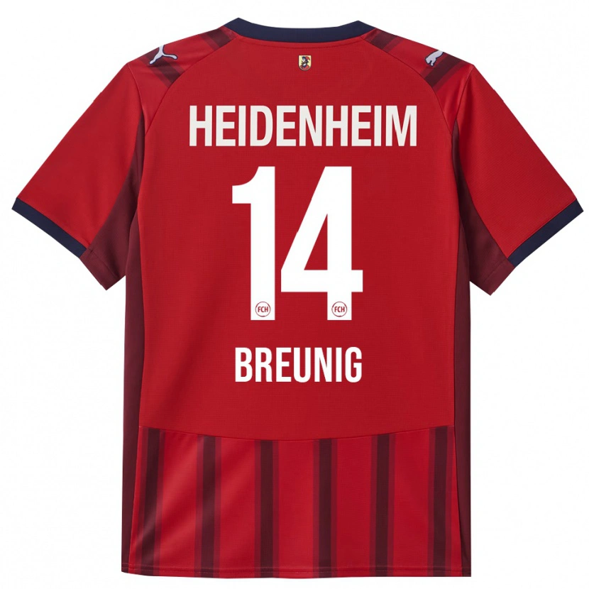 Danxen Homme Maillot Maximilian Breunig #14 Rouge Marine Tenues Domicile 2025/26 T-Shirt