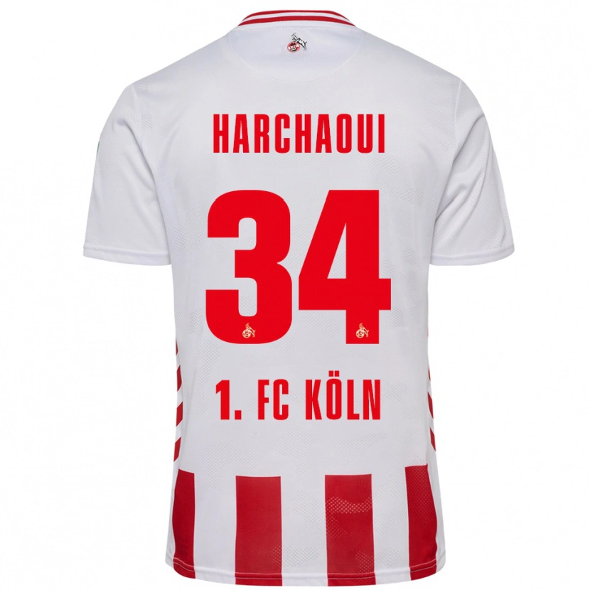 Danxen Homme Maillot Fayssal Harchaoui #34 Blanc Rouge Tenues Domicile 2025/26 T-Shirt